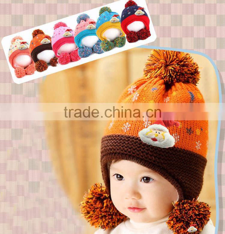 Korean Fashion Handmade Crochet Santa Hat Baby Boy Girls Chirstmas Knitted Beanie Warm Hats