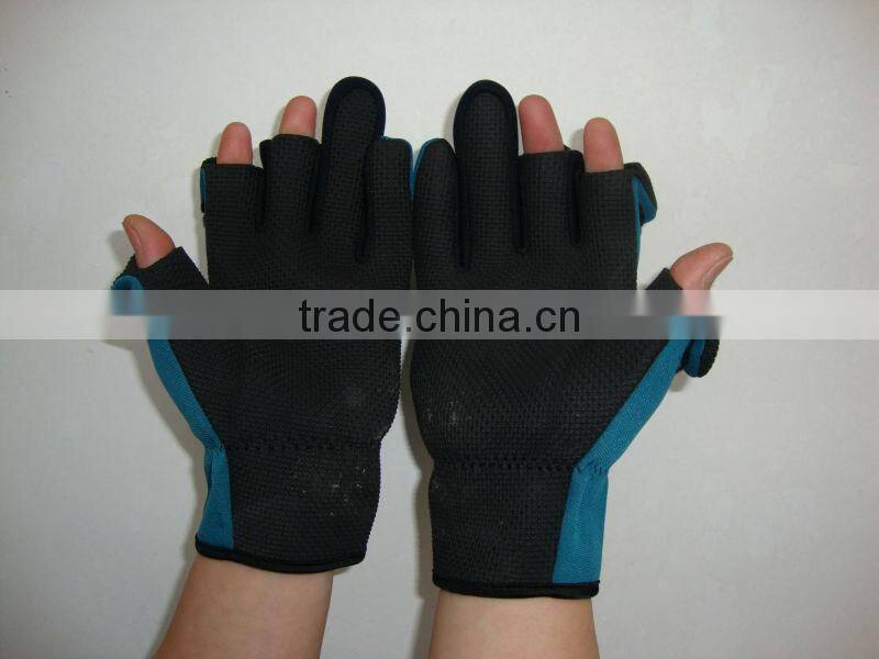 Neoprene foldback fingerless gloves/ slit finger fishing gloves