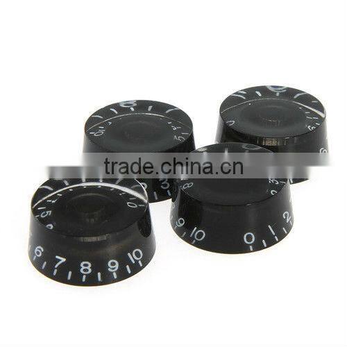Set of 4 Speed Knobs Volume Tone Control Buttons For Guitar Parts Black