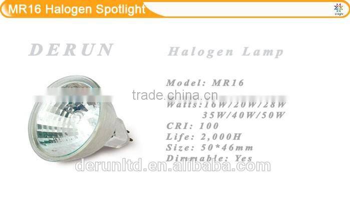 35W 38 Degree 12V GU5.3 dimmable MR16 Quartz Halogen Spotlight Bulb