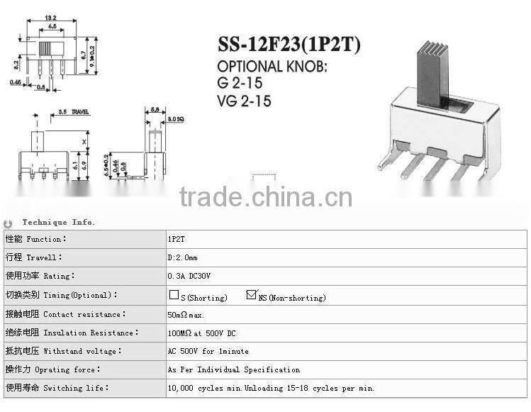 Daier SS13F23 3 position slide switch