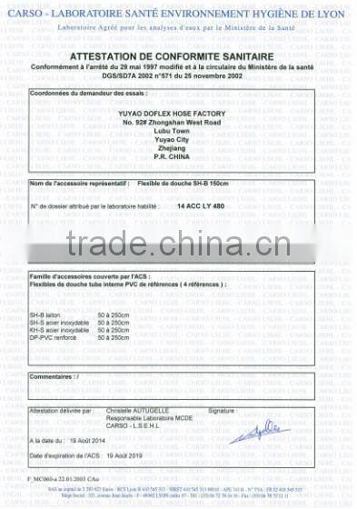 yuyao Doflex OEM New Design Fashion Style ACS SGS CE Certificated High Pressure 304 stainless steel shower hose