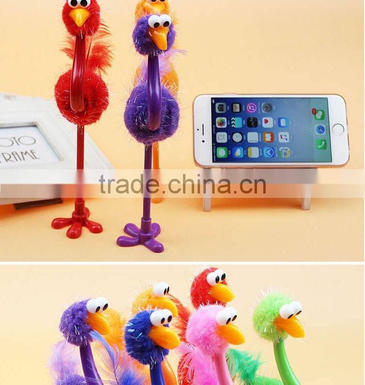 promotional wholesale cheap funny cartoon school office stationery mini plastic ostrich roller ball point pen