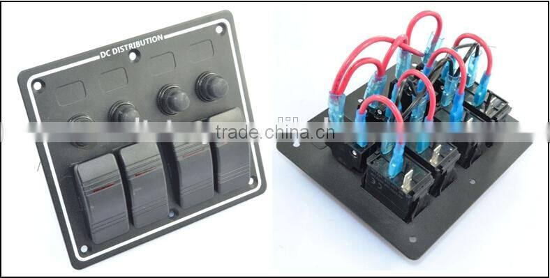 4 Gang Aluminium LED Waterproof Rocker Switch Panel Circuit Breaker