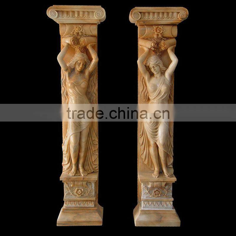 Sunset Red Marble Statue Carving Column