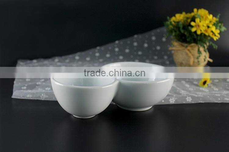 Eco ware factory suppliers dual shape ceramic dipping oil bowls