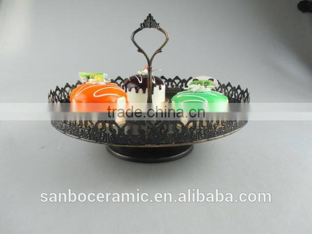 Metal cake stand , one tier antique style black cake stand plate for decoration