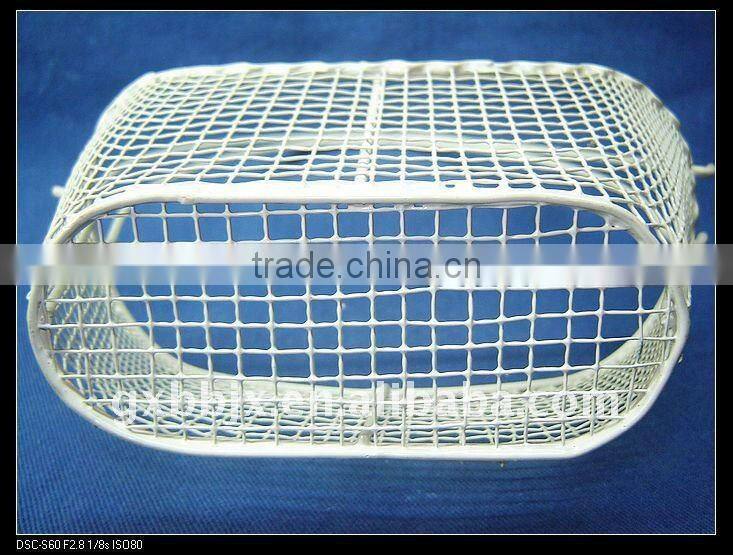 White wire mesh home hanging storage baskets set of three