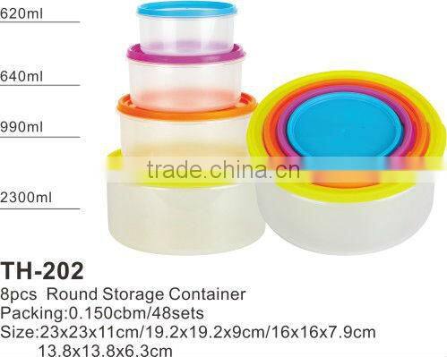 Round plastic food strorage lunch box and food container meal prep containers boite a vivres die Kasserolle