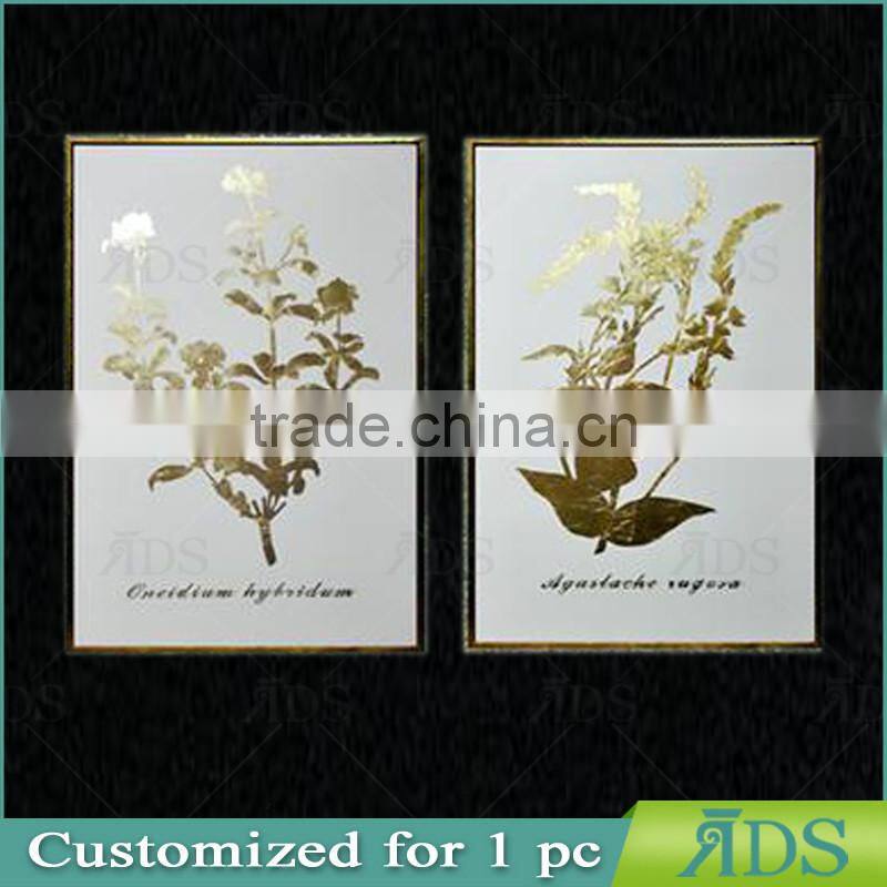 Framed handmade canvas oil painting with gold leaf forest for home decoration