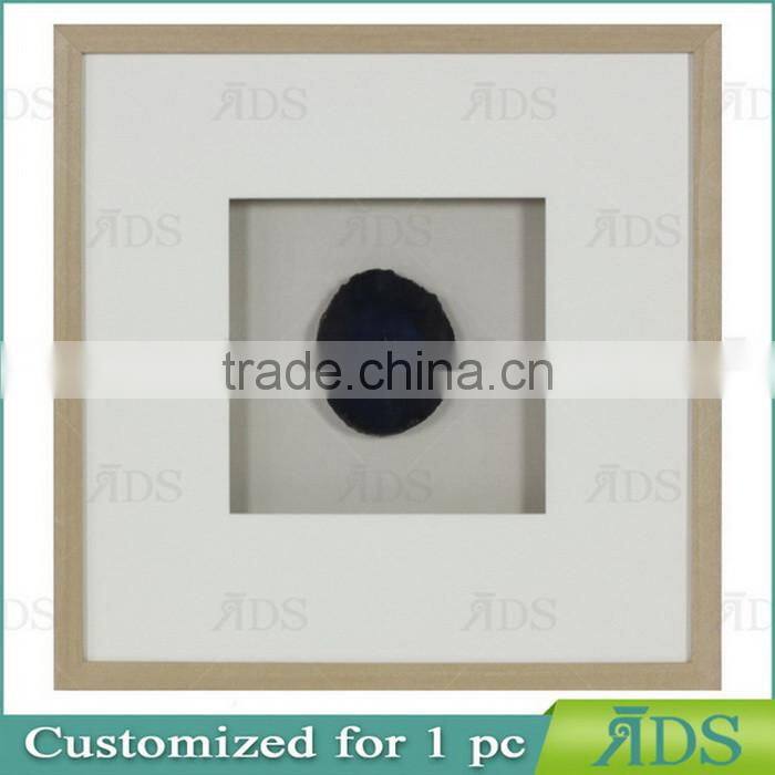 Shadow Box Wall Decor with Encasing Colorful Natural Agate Under Glass