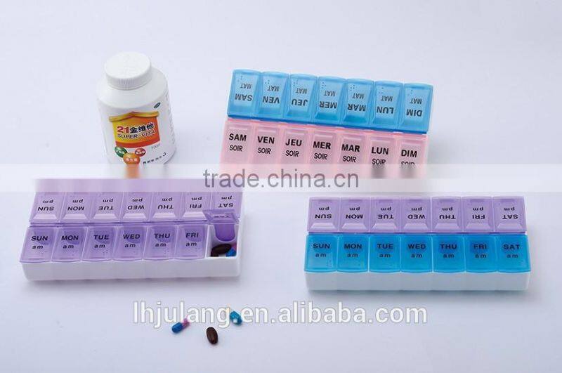 Wholesale 7day plastic pill box/plastic 7 days pill box