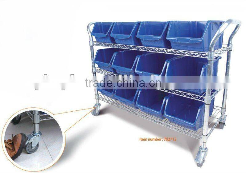 12 pcs bins with wire shelving cart, 12 pcs plastic storage bin kit, combination boxes (702712)