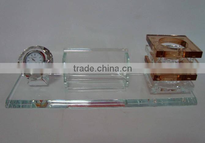clear crystal office stationery table set with clear pen holder