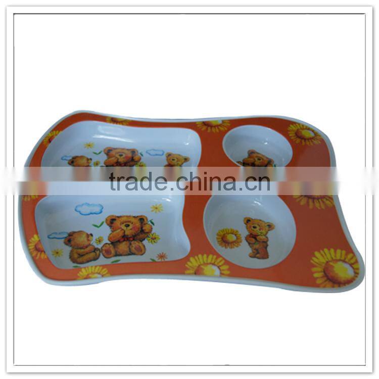 Basketball design first grade 4 compartments children melamine plastic dish