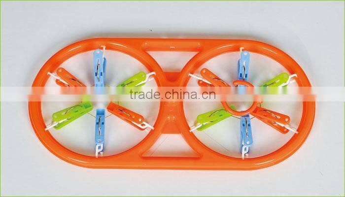 Double loop colorful plastic hanger with 14pegs