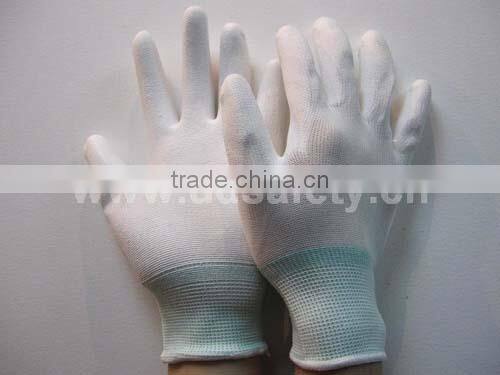 DDsafety Hot Sale PU Working Gloves White Nylon Working Gloves With White PU Safety Glove Working Gloves
