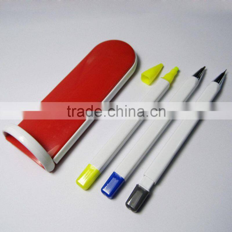 2014 promotional cheap 3 in 1 pen pencil highlighter pen set