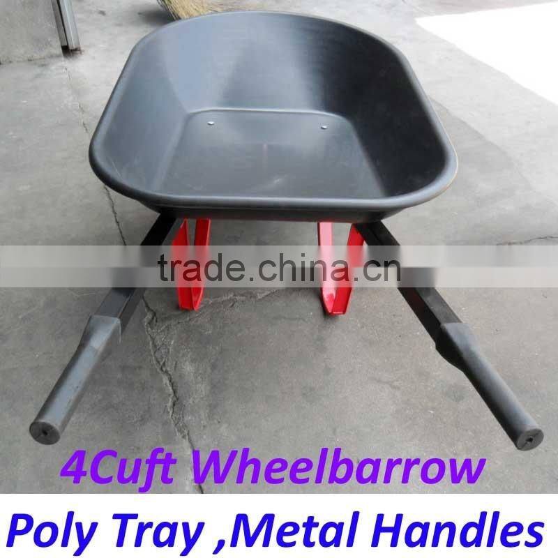 America 4Cuft Poly Tray Metal Handles Wheelbarrow for Gardenning