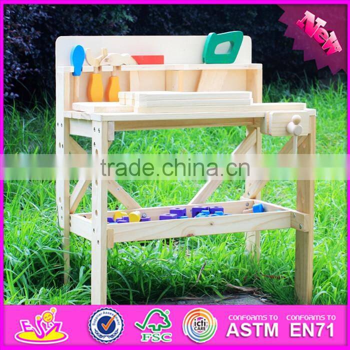 Hot sale preschool toy wooden kids tool box best design intelligent diy wooden kids tool box W03D018