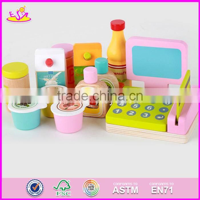 2017 New design funny pretend play wooden kids play supermarket W10A061