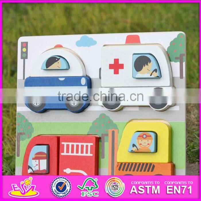 2017 New product educational toy wooden car shape puzzle for kids W14D022
