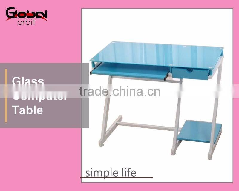 Black Glass Furniture Work Station With Sliding Keyboard Table Computer Desk