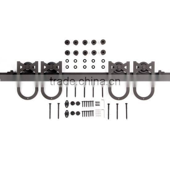 American style ebay amazon sliding wooden door steel flat track and roller wheels