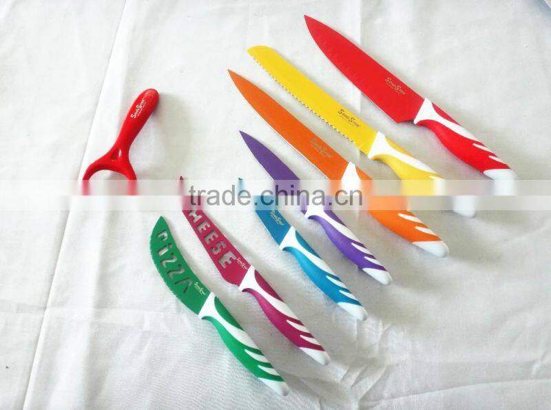 Colorful PP handle non-stick kitchen knives 3pcs knife set royal kitchen set