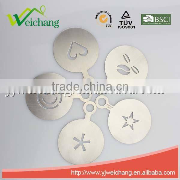 WCTS337 Durable Stainless Steel Cappuccino Coffee Art coffee stencils Love heart shape coffee stencil, food grade