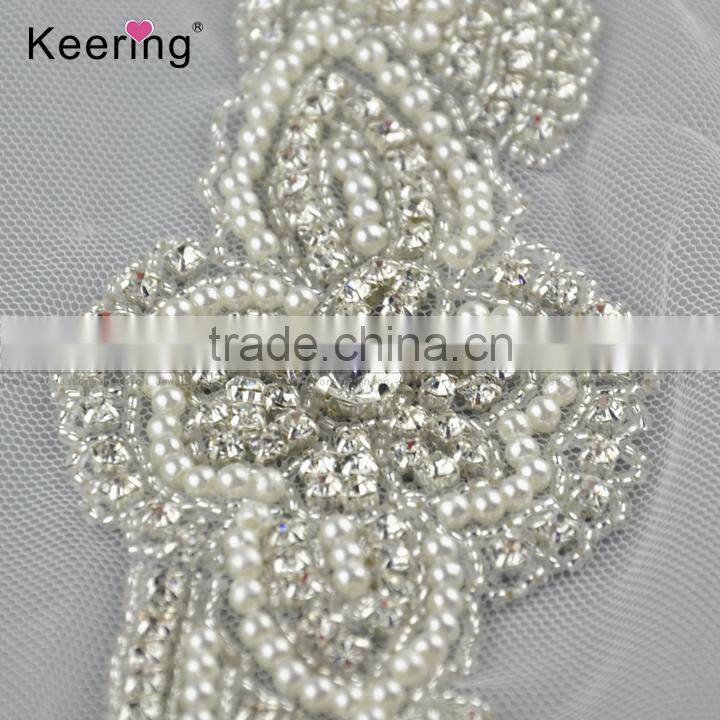 WRA-850 wholesale crystal rhinestone applique trimming for wedding dress