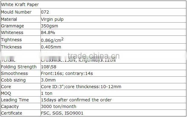 High Grade White kraft paper 350g/Craft Cardboard for Business Card