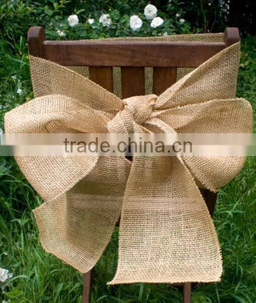 100% Natural Burlap Hessian Chair Sash Chair Ribbon for Rustic Wedding