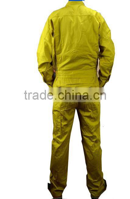 yellow EN11612 100%cotton fire retardant coverall for oil and gas industry