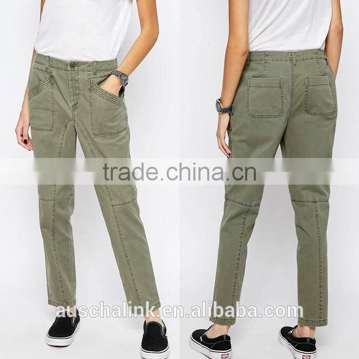 2016 Autumn high quality ladies khaki casual trousers