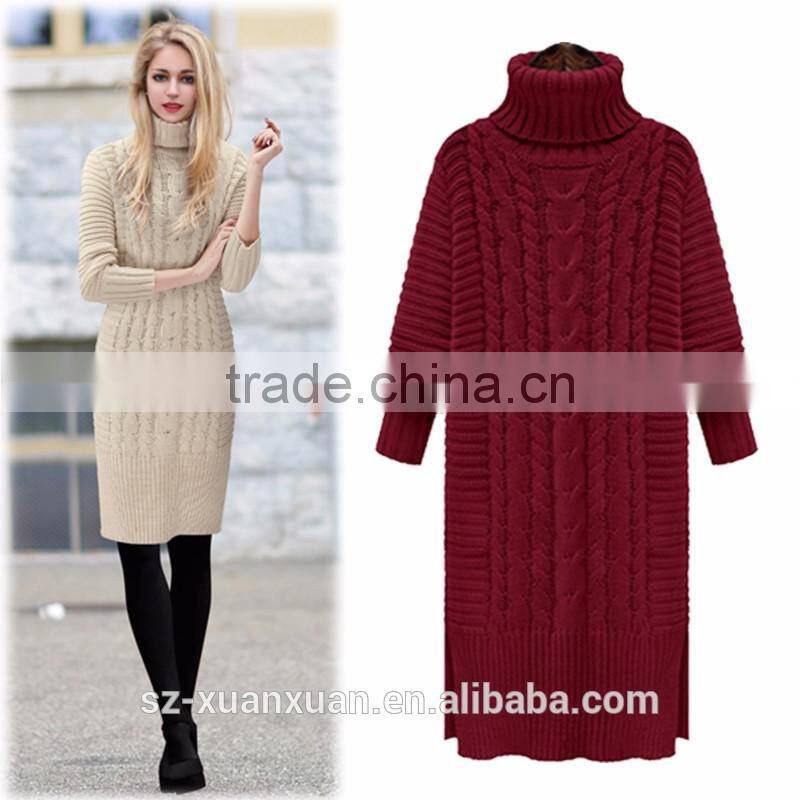 Fashion European and American winter high-end long pullover sweater dress for women