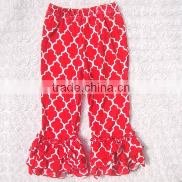 Solid Color Girls Icing Cotton Pants Icing Three Ruffle Leggings For Girls Wholesale Baby Kids Icing Ruffle Long Pants