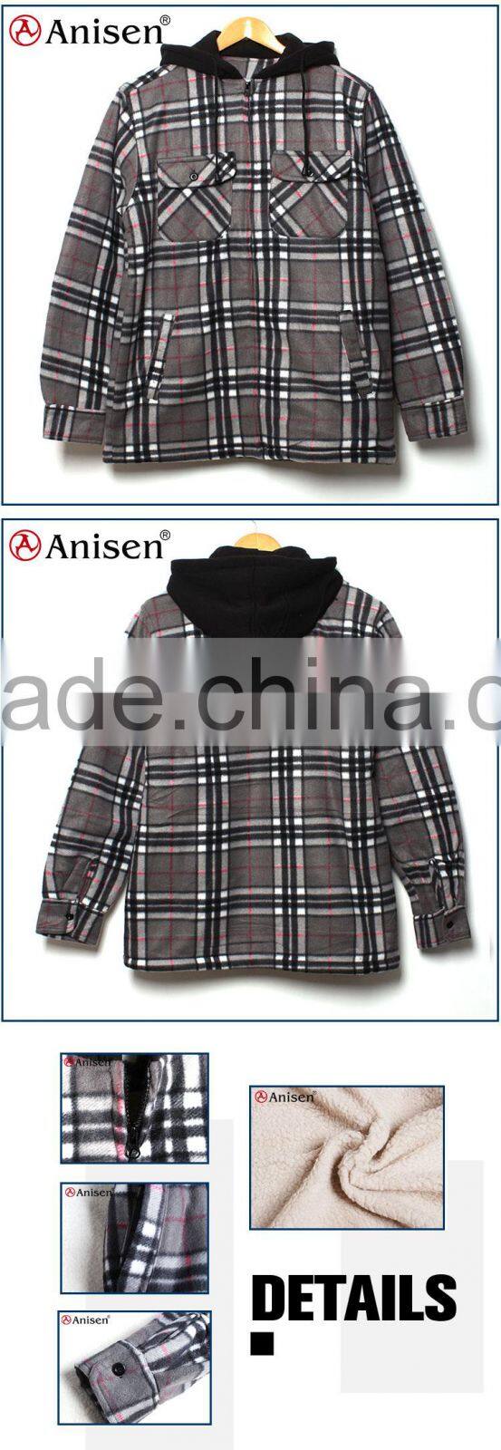 garment stock factory 100% polyester fleece men coat
