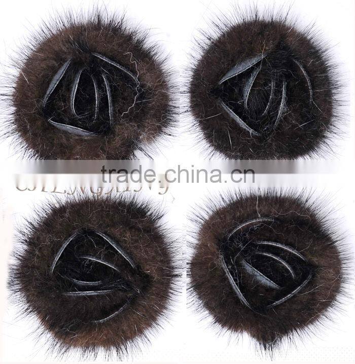 CX-A-25D Chengxing Wholesale Genuine Mink Flower Fur Brooch
