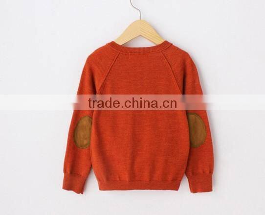 V neck long sleeve one pocket plain color toddler sweater