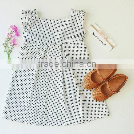 New Model Baby Handmade Dresses Little Girls Polka Dot Design Ruffle Sleeve Girl Party Cotton Dress