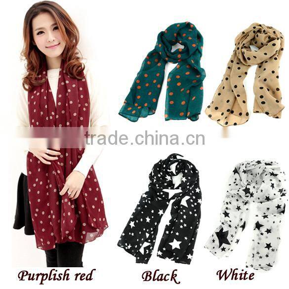 Lady Dots Spot Chiffon Soft Shawl Scarf Neck Wrap Head Scarf Styles 19143