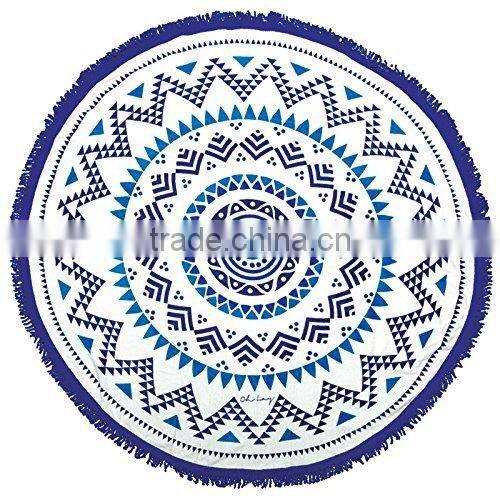 Hot sale cheap reactive print microfiber beach towel with tassel