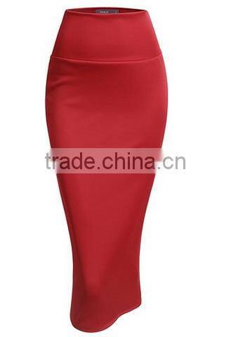 Fashion Lightweight Stretchy Fabric Elastic Waist Band Pencil Skirt for woman