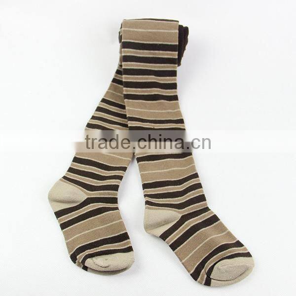 Customized kids pantyhose tights with stripes in brown