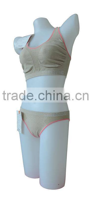 Hot sale pink nude seamless woman underwear ladies melange sport bra