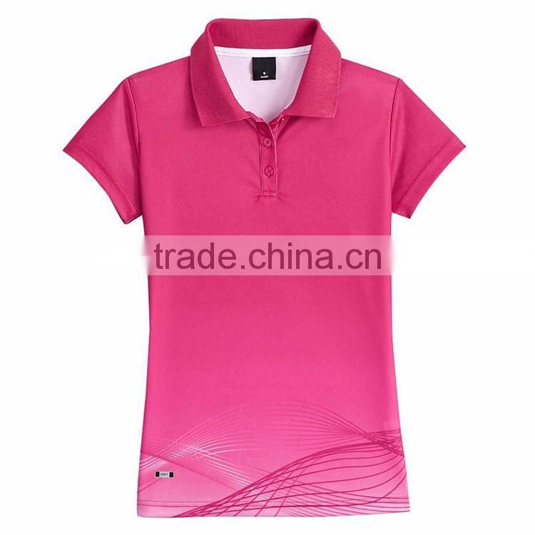 Cheap polyester latest design women collar sport sublimated polo shirt