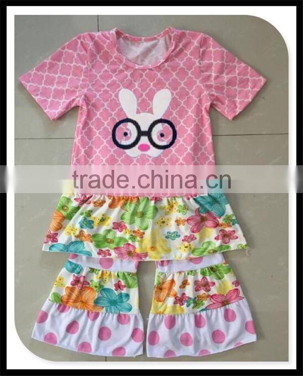 Hot Wholesale Baby Girl Boutique Clothing Girl Easter Spring Bunny Clothes Giggle Moon Remake Girl Kids Spring Clothes