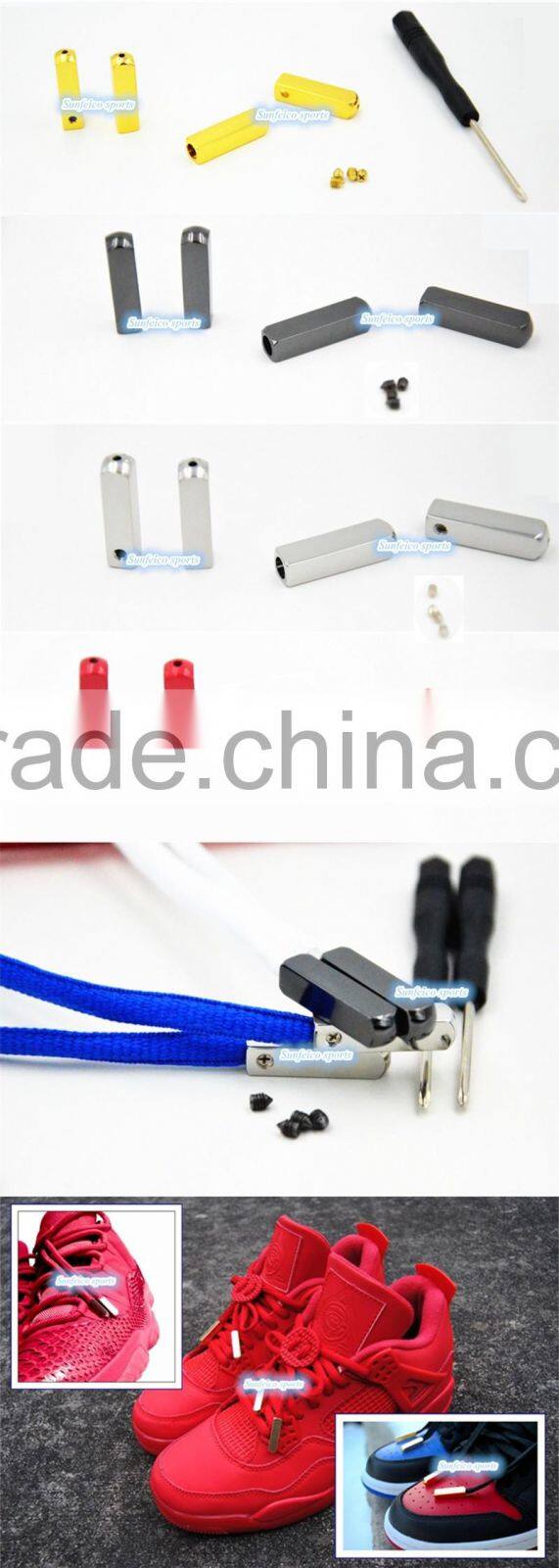 Metal Aglets Shoelace Tips in Gold/Silver/Gun Black/White/Red/Blue 6 Colors - Set of 4 Tips And Screws Includes Screwdriver