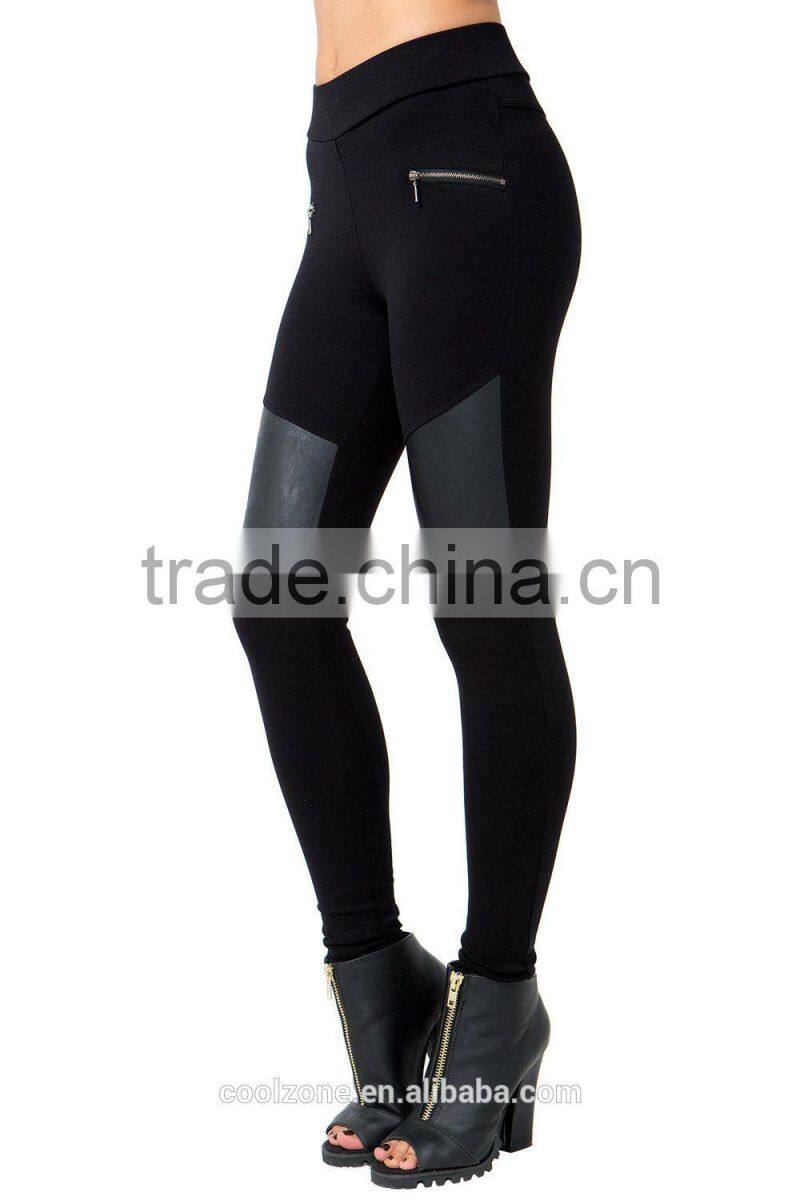 Elasticized waistband skinny PU legging sexy fancy legging for ladies